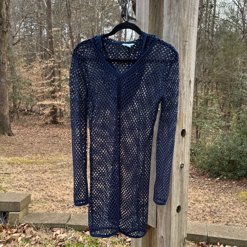 Balance Navy Crochet Knit Cover-Up